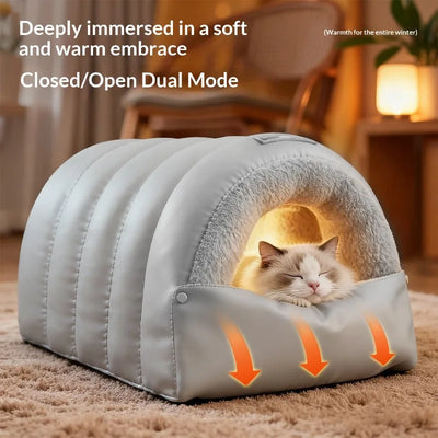 Dual-Mode Cat Cave Sleeping Bag with Snap Front