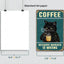 Coffee Cat Tin Sign, Retro Metal Kitchen and Cafe Wall Decor