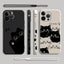 Peeking Black Cat Phone Case With Side Paw Print Design and Wrist Lanyard