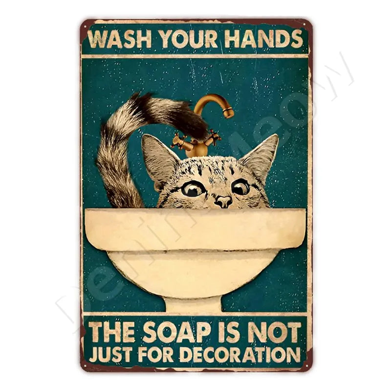 Oh My Eyes Black Cat Sign, Funny Bathroom Gift for Cat Owners