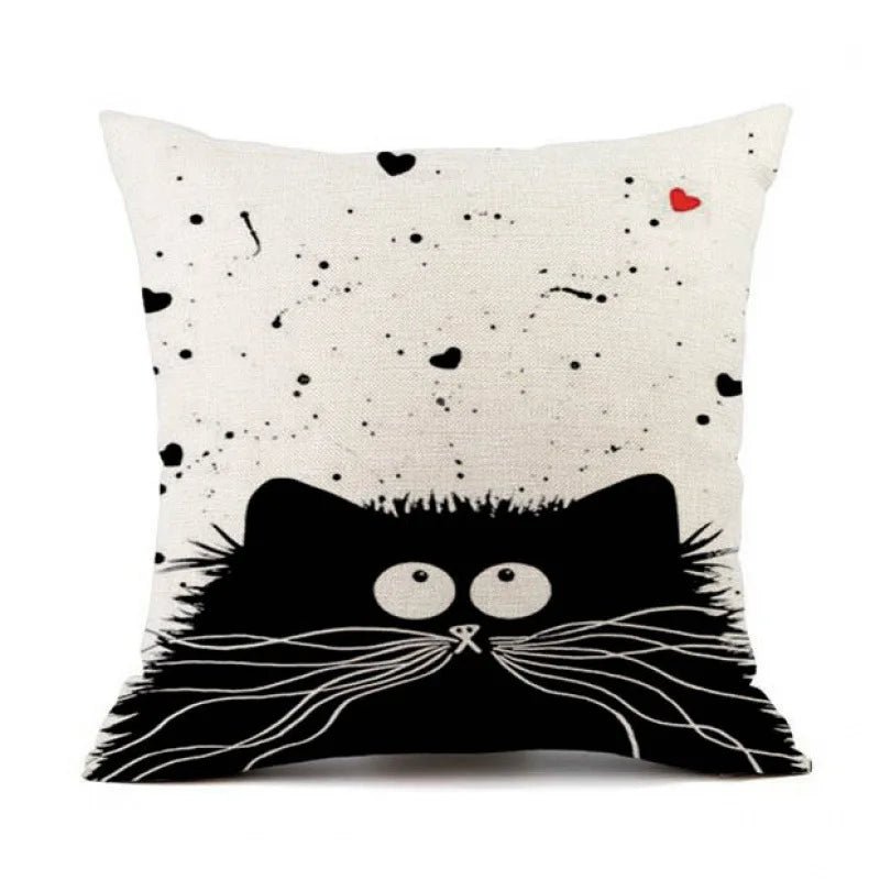 Cartoon Cat Cushion Cover, Peach Skin Throw Pillow Case 7 Sizes