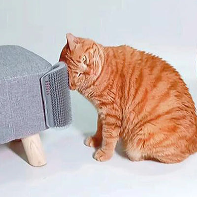 Cat Corner Self-Groomer With Catnip, Wall-Mounted Face Rubbing Brush