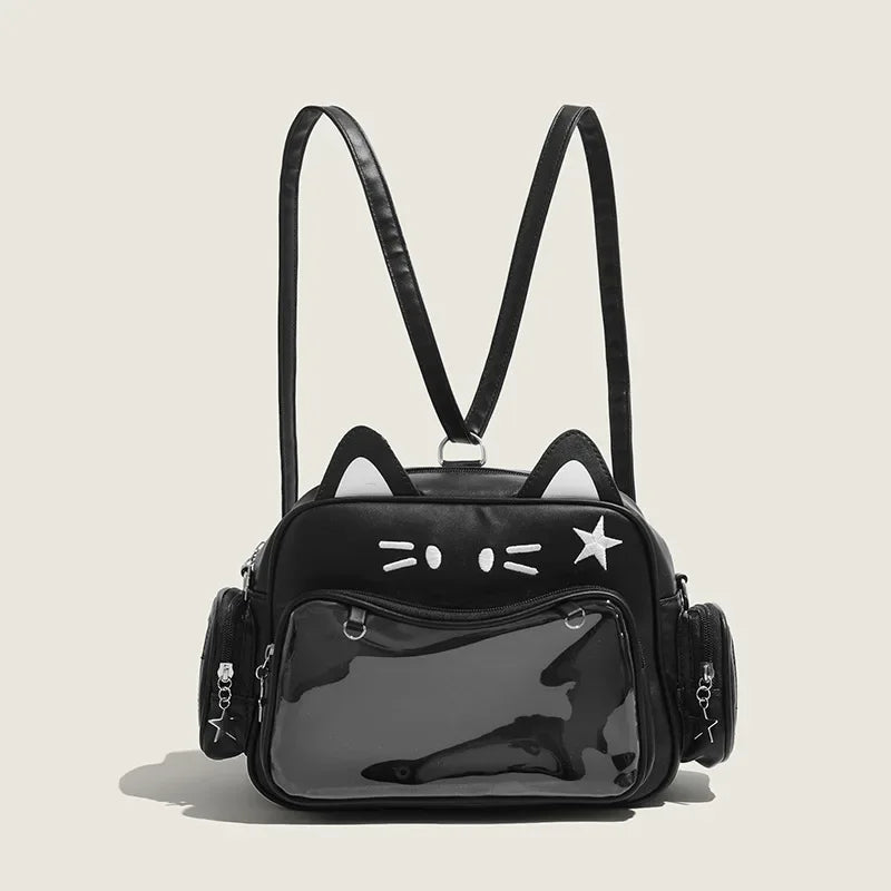 Cat Ears Handbag with Transparent Pocket Backpack