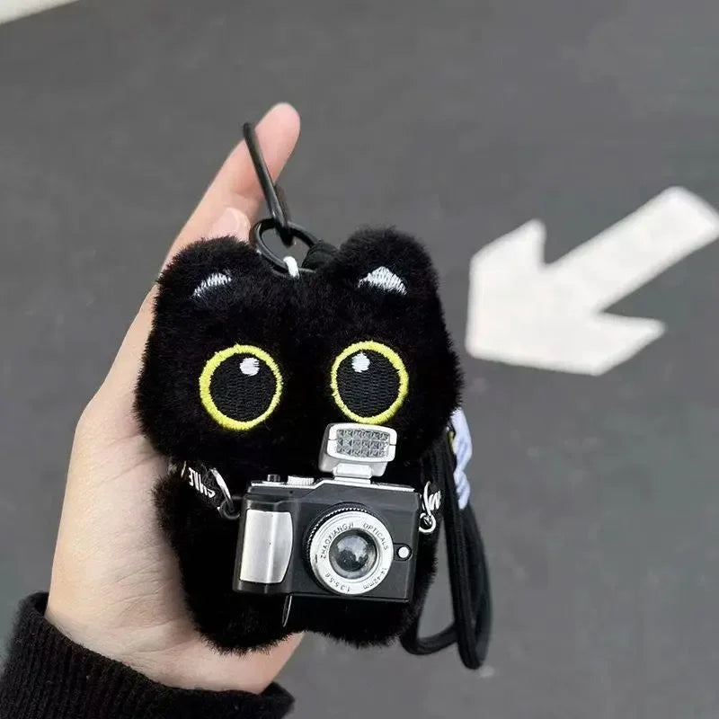 Black Cat Plush Keychain Bag Charm for Cat Lovers