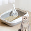 Semi-Open Cat Litter Box With Scoop Hook and Litter Step, Gray