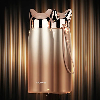 Cat Ear Insulated Water Bottle, 300 ml Stainless Steel Mini Thermos