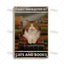 Black Cat Vintage Tin Plate, Horizontal Retro Wall Sign Gift