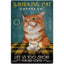 Coffee Cat Tin Sign, Retro Metal Kitchen and Cafe Wall Decor