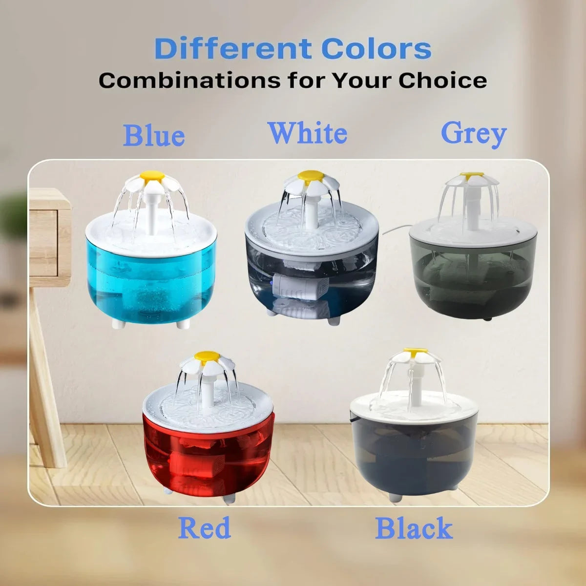 Flower Cat Water Fountain, 1.2L USB Drinking Fountain With 4 Filters