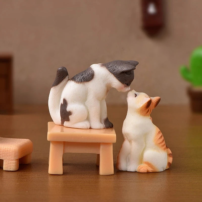 Miniature Resin Cat Figurine for Fairy Gardens and Dollhouses