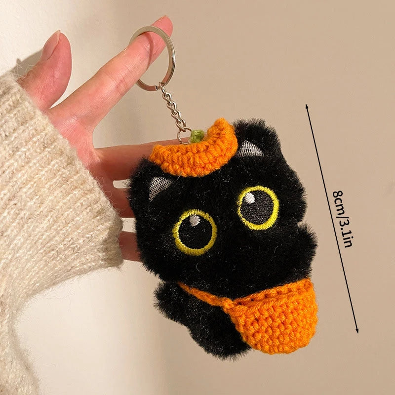 Black Cat Plush Keychain Bag Charm for Cat Lovers