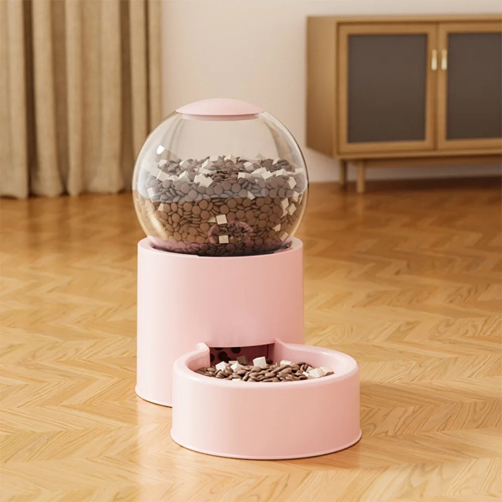 Bubble Gravity Cat Feeder or Water Dispenser, Clear Globe Refills the Bowl