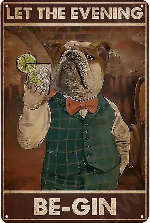 Cats and Wine Vintage Metal Sign, 8 x 12 Inch Bar Wall Decor