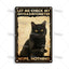 Black Cat Vintage Tin Plate, Horizontal Retro Wall Sign Gift