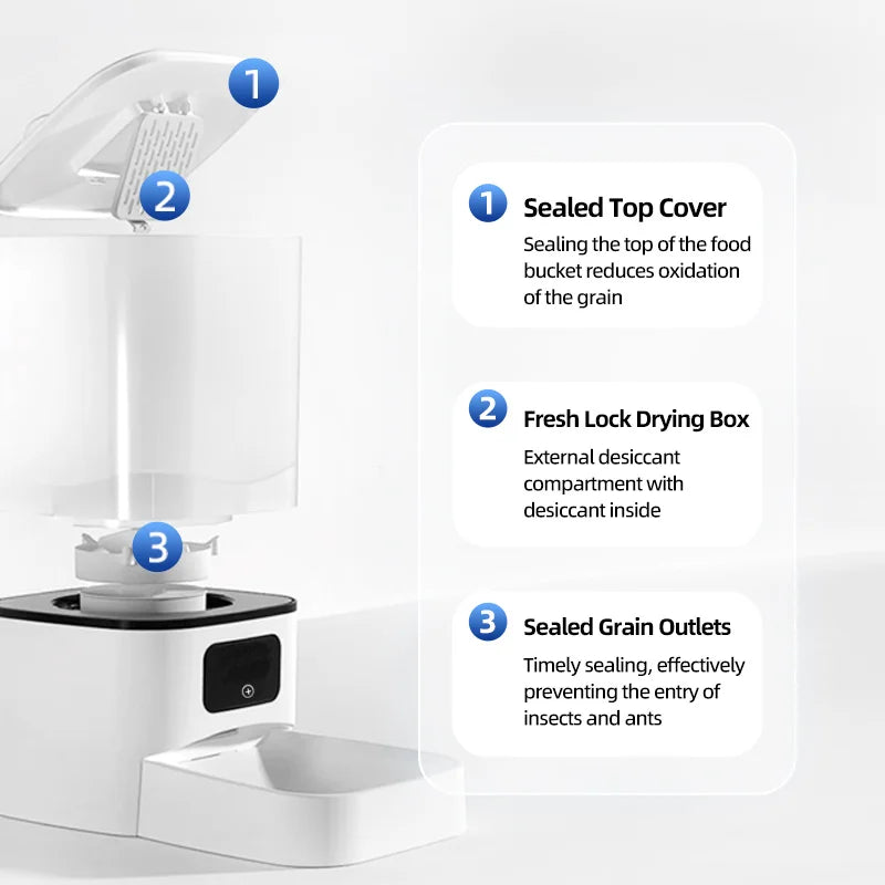 6L Wi-Fi Automatic Cat Feeder With Dual Bowls, App-Controlled Food Dispenser