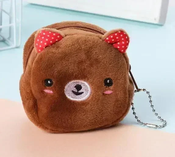 Orange Tabby Cat Face Coin Purse, Soft Plush Zipper Pouch, 4.9 Inches