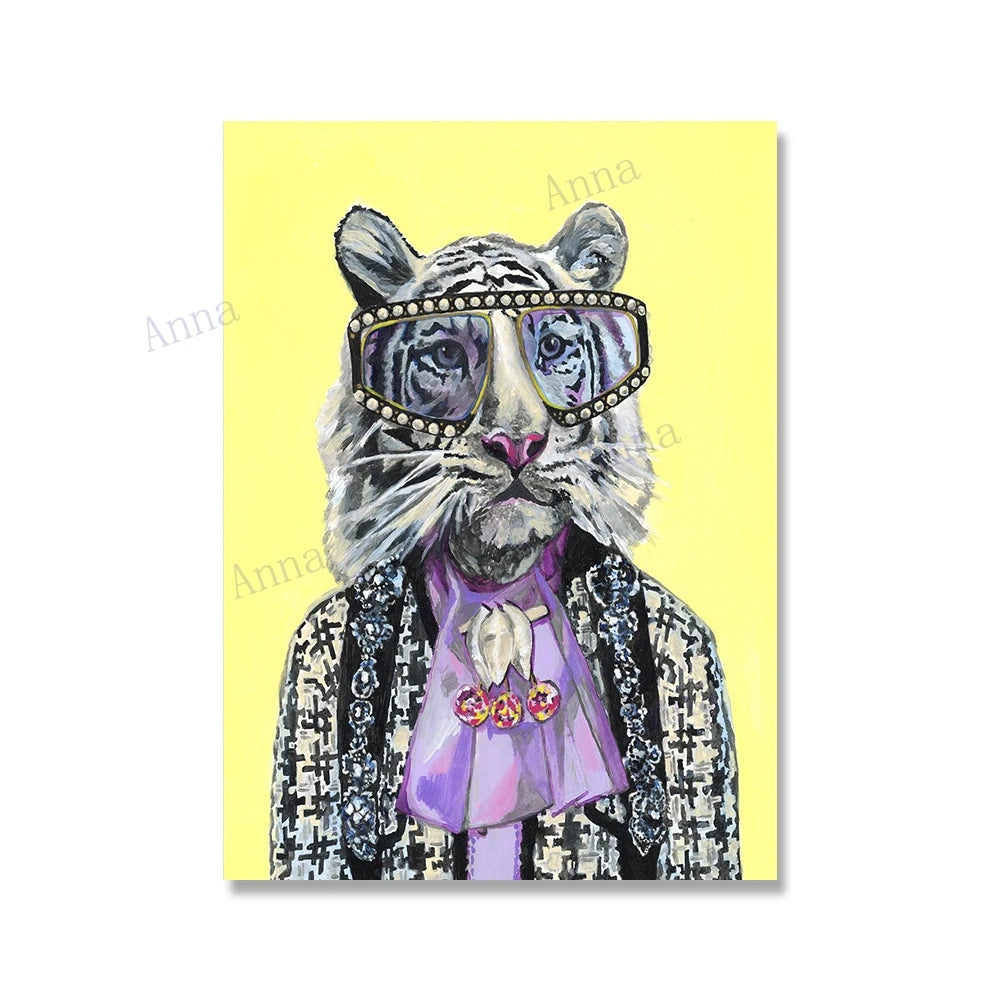 Pop Art Big Cat Poster, Leopard Lion Tiger Canvas Wall Art