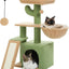 Green Cactus Cat Tree with Hammock and Scratching Ramp