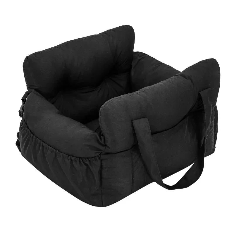 Cat Car Bed with Safety Belt and Washable Cushioned Bed