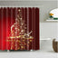 Christmas Shower Curtain with Snowman and Santa, Hooks Included