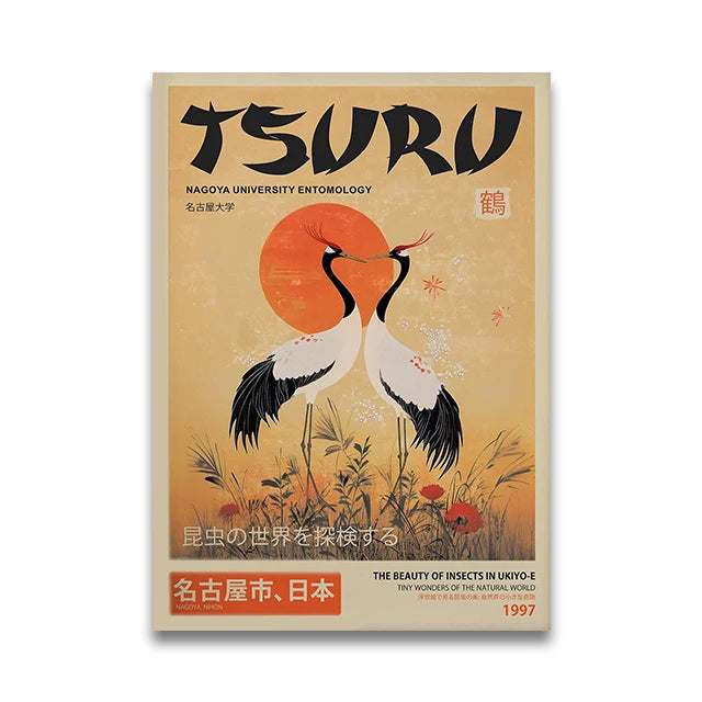 Affiches antiques d’aquarelle de chat japonais
