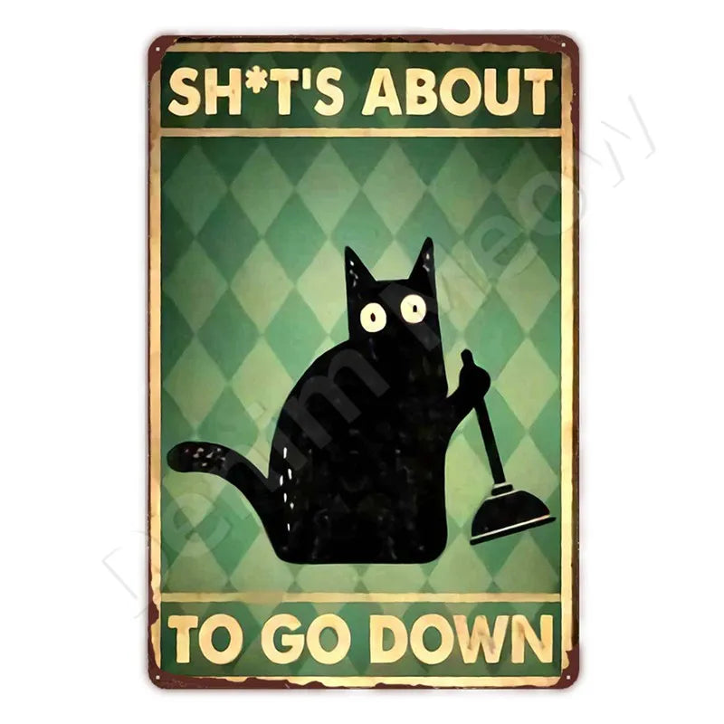 Oh My Eyes Black Cat Sign, Funny Bathroom Gift for Cat Owners