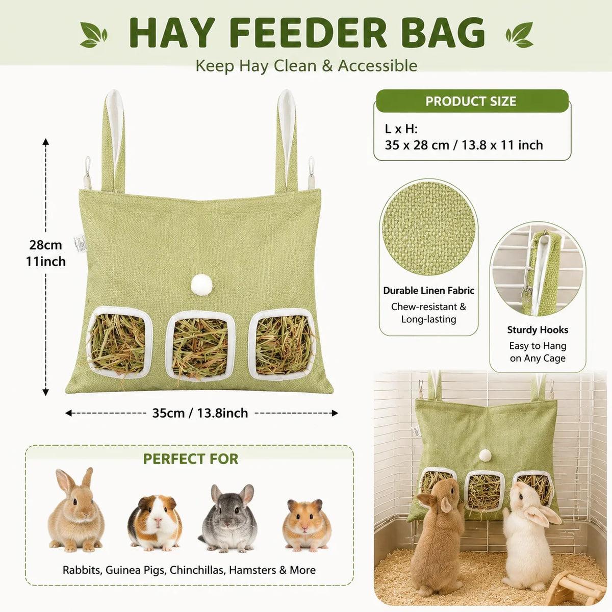 Strawberry Rabbit Bed and Hanging Hay Feeder Bag Set
