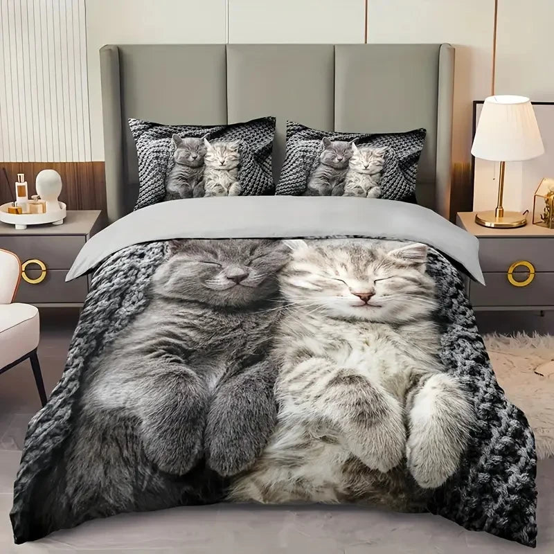 Bettbezug mit Katzenmuster