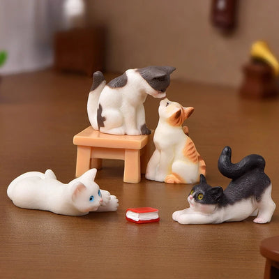 Miniature Resin Cat Figurine for Fairy Gardens and Dollhouses