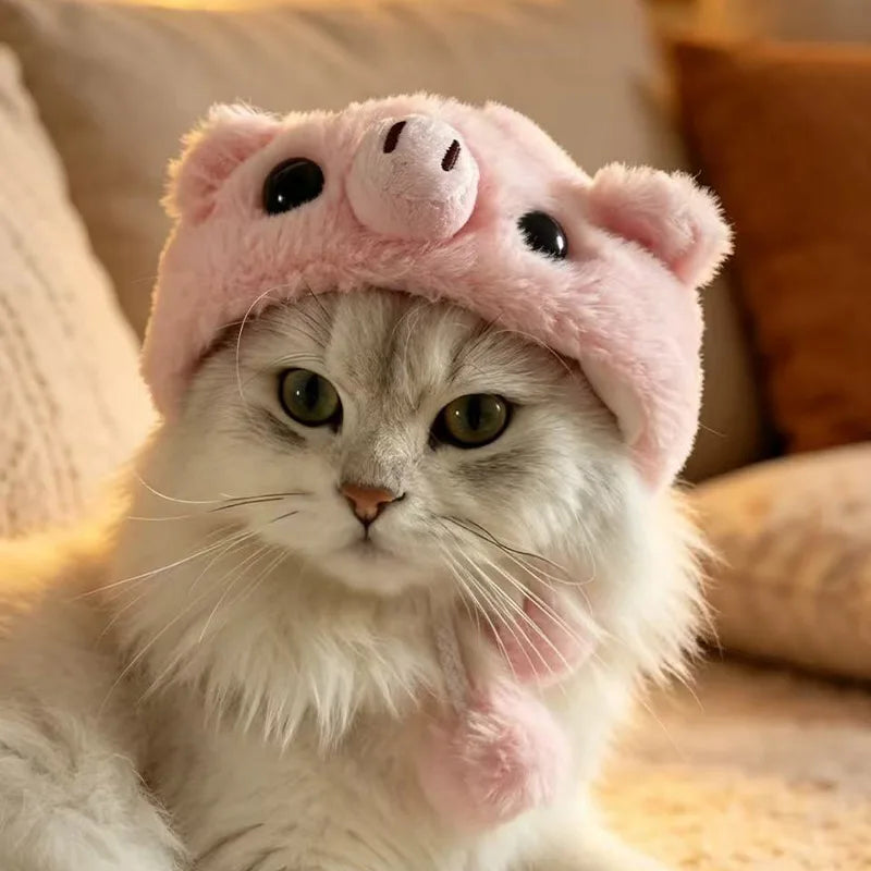 Winter Bear Hood for Cats, Cozy Plush Teddy Bear Hat