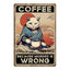 Coffee Cat Tin Sign, Retro Metal Kitchen and Cafe Wall Decor