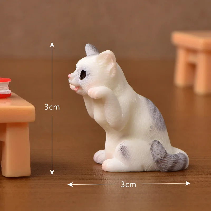 Miniature Resin Cat Figurine for Fairy Gardens and Dollhouses