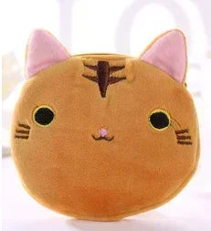 Orange Tabby Cat Face Coin Purse, Soft Plush Zipper Pouch, 4.9 Inches