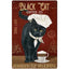 Coffee Cat Tin Sign, Retro Metal Kitchen and Cafe Wall Decor