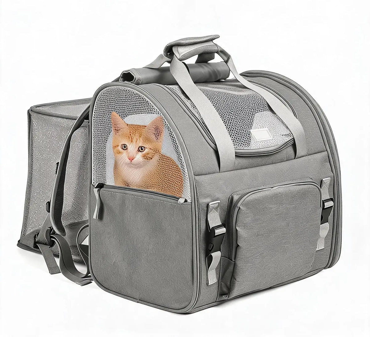 Expandable Cat Carrier Backpack with Mesh Side Room, Up to 22 Lbs