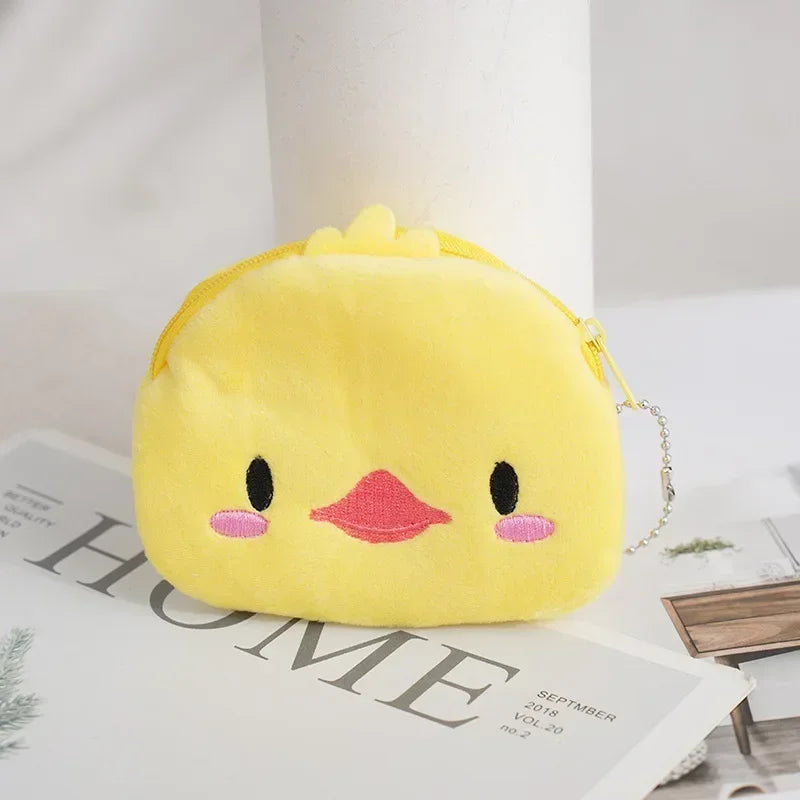 Orange Tabby Cat Face Coin Purse, Soft Plush Zipper Pouch, 4.9 Inches
