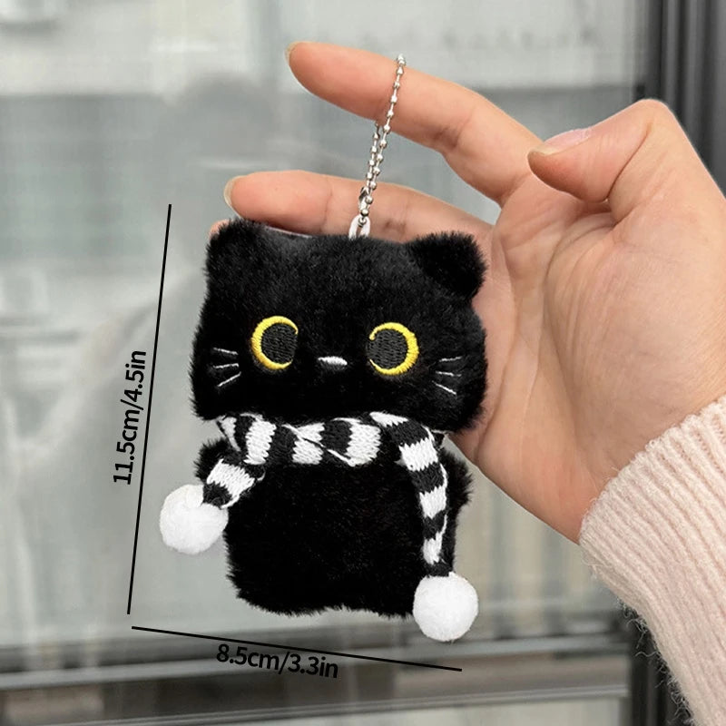 Black Cat Plush Keychain Bag Charm for Cat Lovers