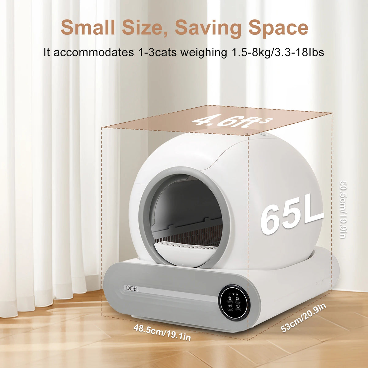 Smart Automatic Cat Litter Box – Self-Cleaning WiFi Litter Box with Odor Control, Weight Sensors & Large Waste Capacity