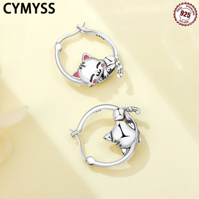 Cat Hoop Earrings for Women Fashion Fine Jewelry Birthday Party Gifts
