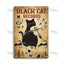 Witchy Black Cat Kitchen Sign, Salem Sanctuary Tin Plaque