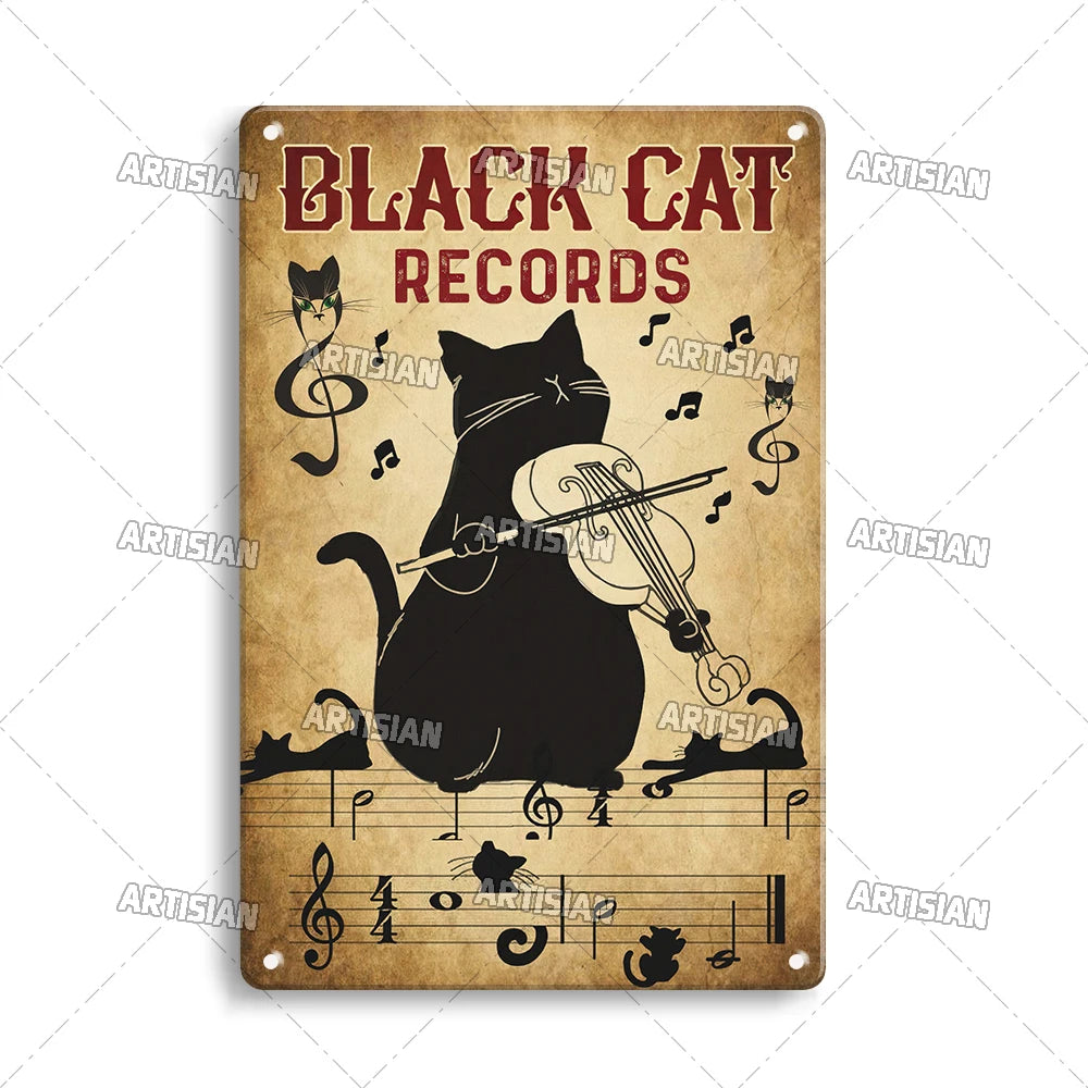 Witchy Black Cat Kitchen Sign, Salem Sanctuary Tin Plaque