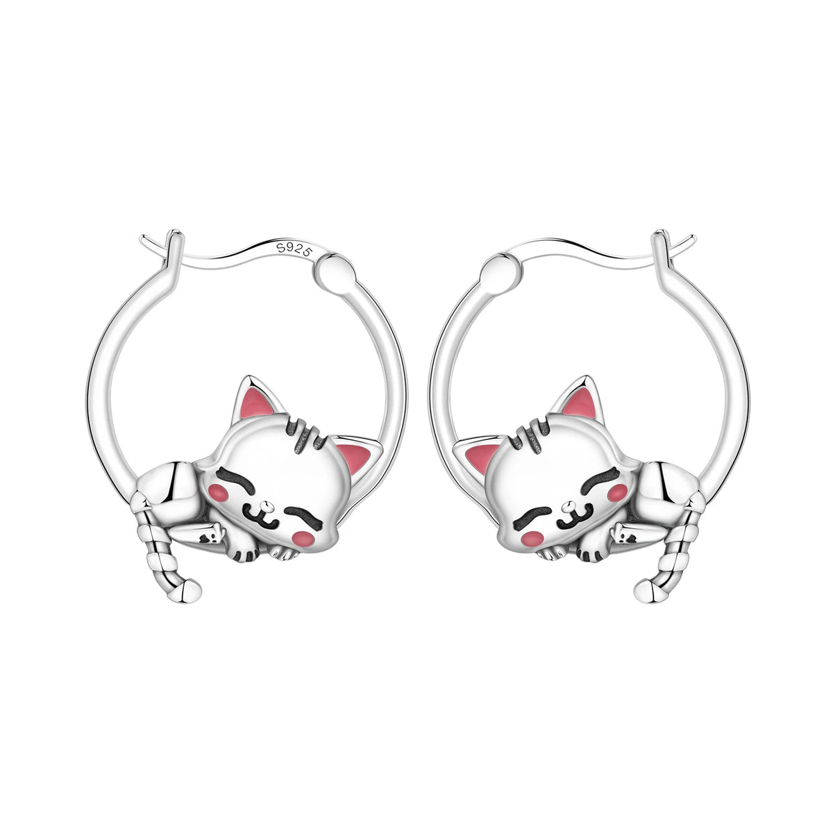 Cat Hoop Earrings for Women Fashion Fine Jewelry Birthday Party Gifts