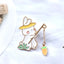 Cat Fishing Enamel Pin with Dangling Fish Charm, Cute Cat Brooch