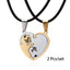 Matching Cat Couple Necklaces, 2-Piece Interlocking Gold and Silver-Tone Pendants