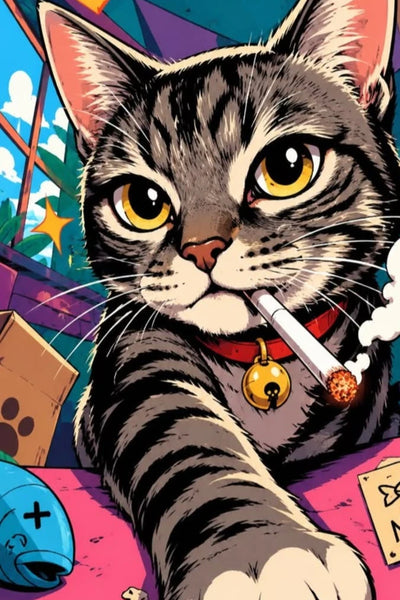 Cute Cartoon Cat Diamond Painting Kit, Full Drill 5D Art for Adults