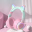 QearFun Cat Wallet Bluetooth Headphones – Cute Cat Ear Wireless Headset with Colorful LED Lights, Mic & Foldable Design