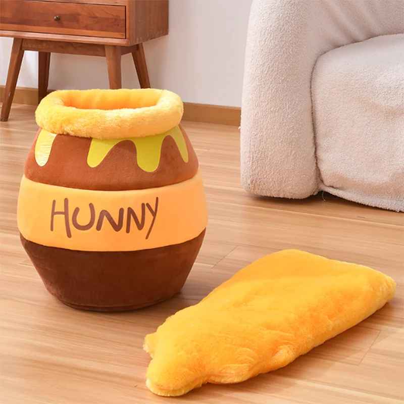Honey Jar Cat Bed, Semi-Enclosed Cave with Soft Mat