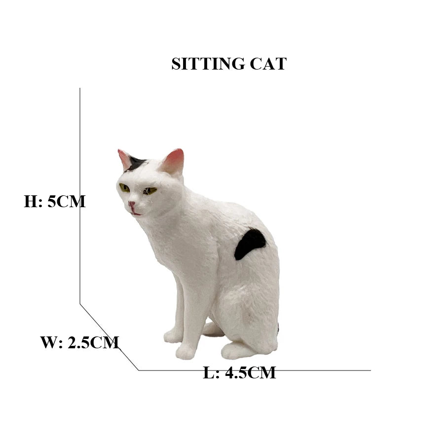 Realistic Ragdoll Cat Figurine and Chubby Cat Model, PVC
