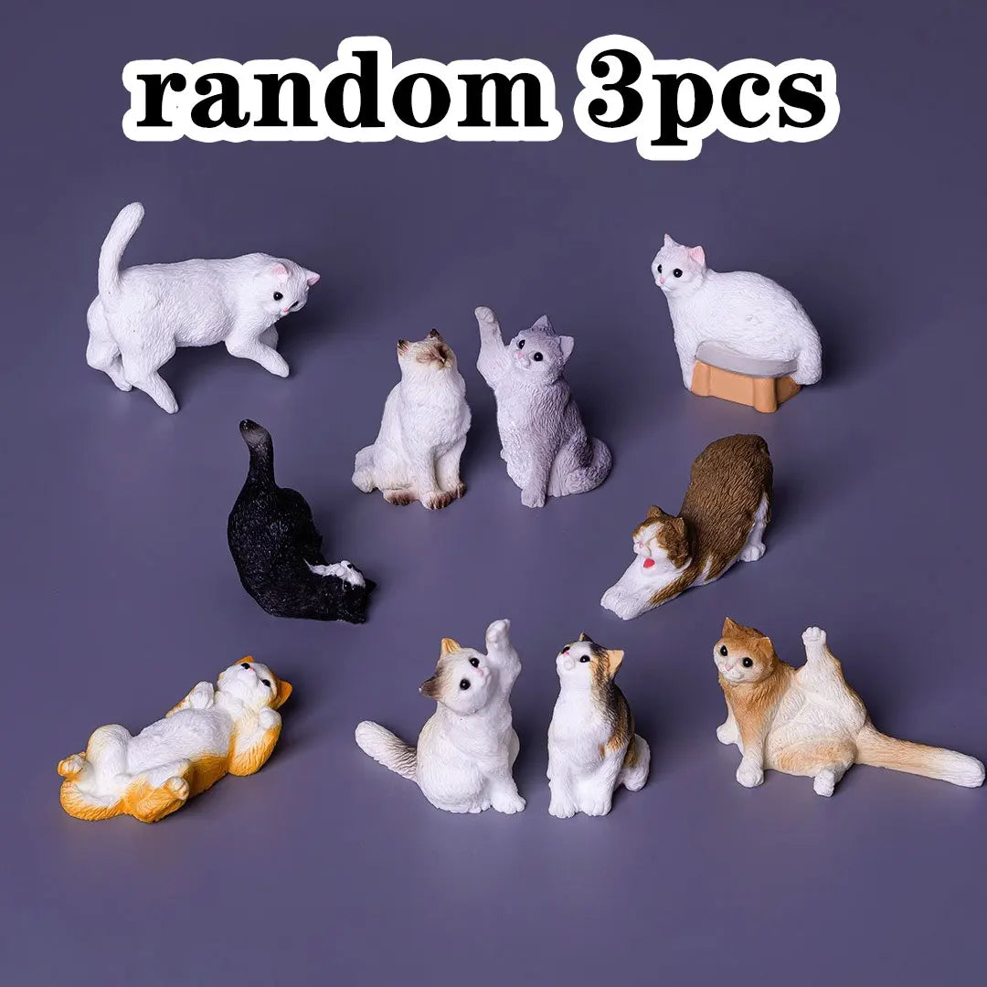 Realistic Mini Kitten Figurines, Funny Cat Poses Resin Ornaments