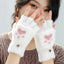 Fluffy Cat Claw Gloves for Women, Short Half-Finger Winter Gloves